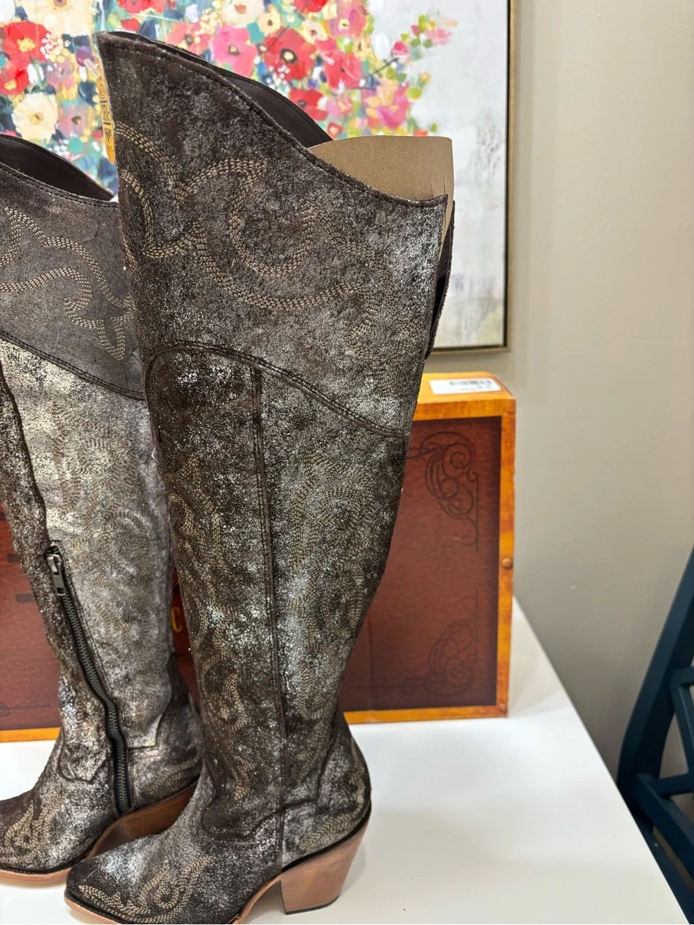 ✨ CORRAL BROWN-SILVER METALLIZED OVER-THE-KNEE BOOTS ✨ NWT
